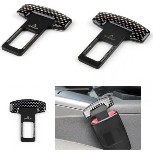 Pair Universal Carbon Fiber Car Safety Seat Belt Buckle Alarm Stopper Clip Clamp Car Accessories Parts