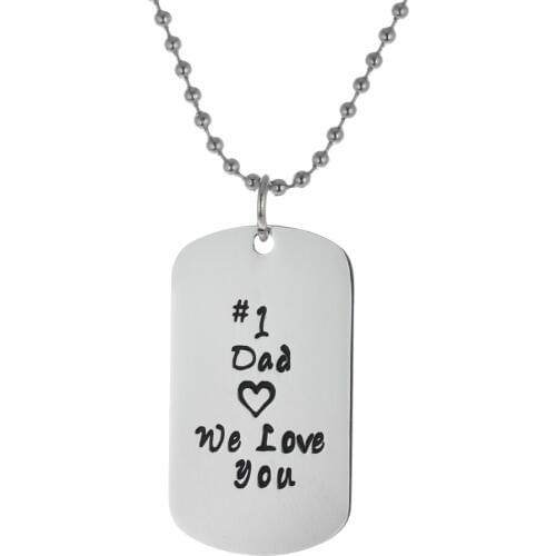 Family Father Gifts Dad We Love You Dog Tag Military Pendant Necklace Stainless Steel Charm Jewelry Daddy Fathers Day Presents