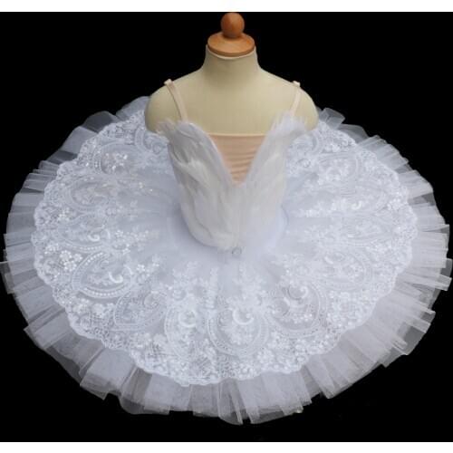 White Feather Professional Ballet Tutu Child Kids Girls Adulto Swan Lake Dress Women Pancake Tutu Ballerina Dance Costumes Party