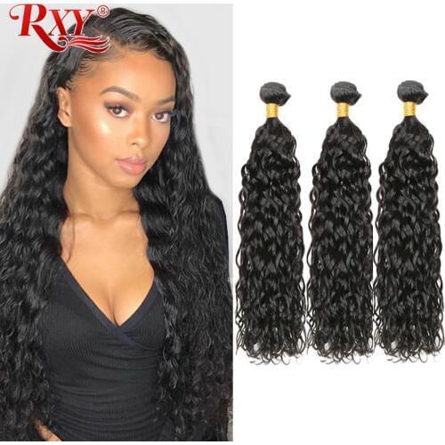 RXY Peruvian Hair Water Wave Bundles Wet and Wavy Human Hair Double Weft M Remy Human Hair Extensions Whole Head 10-28 3 Bundles
