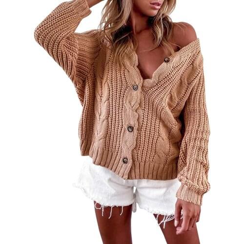 French V-Neck Pullover Solid Color Cardigan Sweater Autumn and Winter Lazy Style Warm and Comfortable Loose Knit Sweater Coat
