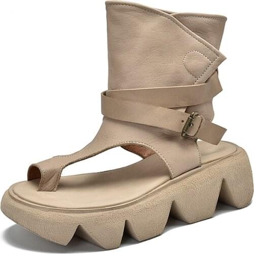 Roman cool shoes peep-toe platform boots after 2021 chun xia joker belt buckle empty leisure retro set high toe sandals