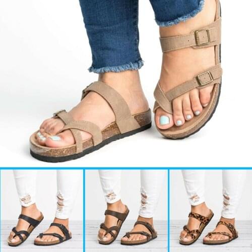 Women Open Toe Slide Buckle T-Strap Platform Flip Flop Sandals Anti-Slip Breathable Beach Slipper Shoes Soft Sole Slide Loafers