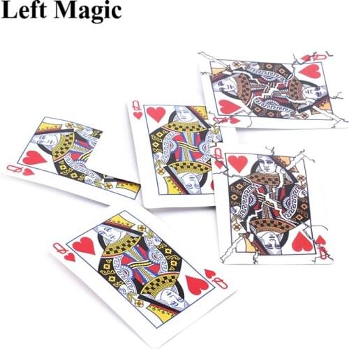 Broken Queen Cards Magic Tricks Close Up Street Stage Magic Props Gimmick Magician Tool Accessories Classic Mentalism