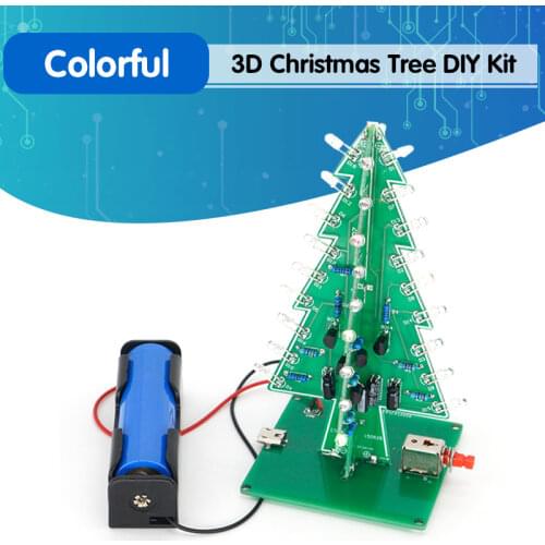 Three-Dimensional 3D Christmas Tree LED DIY Kit Red/Green/Yellow LED Flash Circuit Kit Electronic Fun Suite