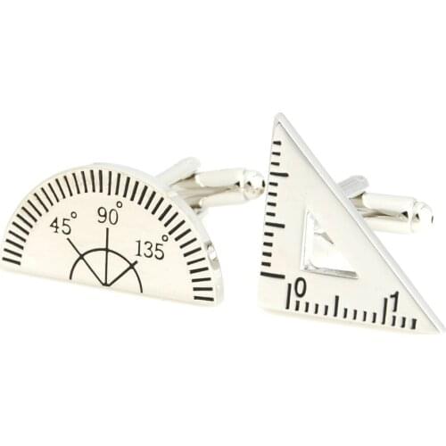 YH-1325 Novelty Triangular Rule, Protractor Wholesale Cufflinks- Facotry Direct Wholesale