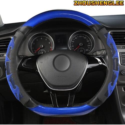 ZHOUSHENGLEE Microfiber Leather Car Steering Wheel Cover For Toyotas Corolla CHR Avensis RAV4 Auris Yaris Land Cruiser Prado