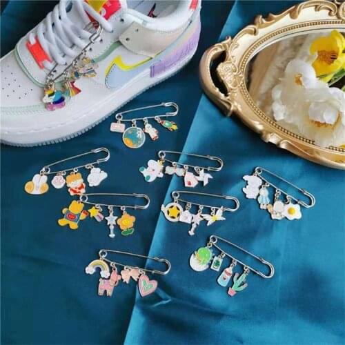 1pcs Cute Cartoon Dripping Oil Alloy Shoe Buckle Unicorn Rainbow Planet Brooch Cscarf Buckle Accessories Girls Birthday Presents