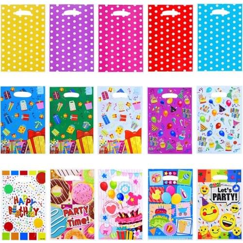 10/20pcs Dot Candy Bag Handle Gift Bags Snack Cookies Plastic Package Baby Shower Wedding Birthday Party Christmas Decoration