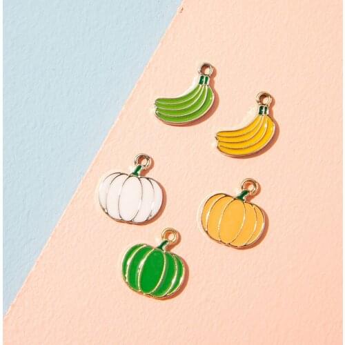 10Pcs Enamel Pumpkin Banana Charms Pendant for Jewerly DIY Making Bracelet Women Earrings Necklace Accessories Findings Craft