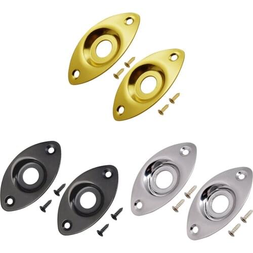 2 Pieces Oval Output Input Jack Socket Plate for Electric Guitar Bass Guitar Parts Accessories