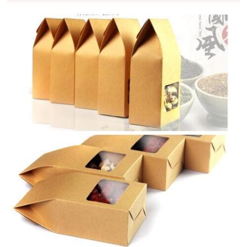 20pcs/set Kraft Paper Bag Merry Christmas Gift Bags Party Favour Wedding Packaging boxes with window kraft paper pouch for food