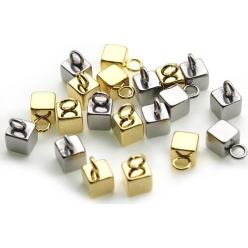 20pcs 4x7mm Stainless Steel Gold Tone Square Charms for DIY Jewelry Making Necklace Earring Pendant Bracelet End Tail Charm
