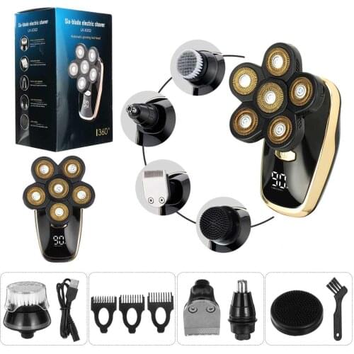 2021 New 6D Rechargeable Electric Shaver LCD Display 6 Floating Heads Wet Dry Men Hair Beard Trimmer Electric Razor Shaving Kit