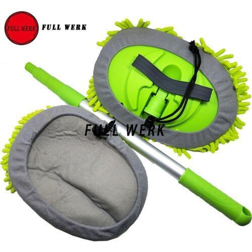 3pcs/set Flexible Household Car Washing Towel Mop Multi-function Dust Brush Cleaning Tool Aluminum Alloy Rod Accessories