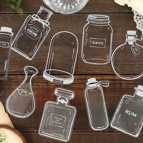 30PCS/set Bottle Shape PET Hand Account Stickers For Scrapbooking Journal Photo Album Decoration Materials