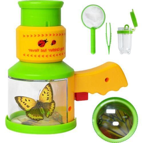 4Pcs Nature Exploration Tool Children Insect Catcher Green Insect Trap Viewer Scientific Microscope Kindergarten Teaching Toy