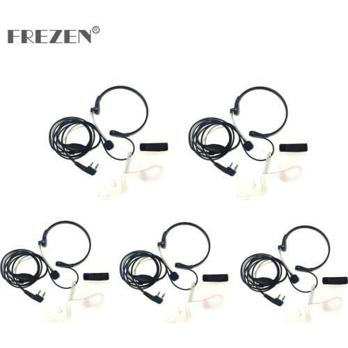 5-PCS Throat Microphone Mic PTT Laryngofon Air Tube Headset Earpiece For Baofeng Walkie Talkie CB Radio UV-5R UV B5 GT-3TP UV-5X