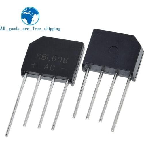5PCS/LOT KBL608 KBL 608 Bridge Pile 6A 800V Flat Bridge Rectifier New