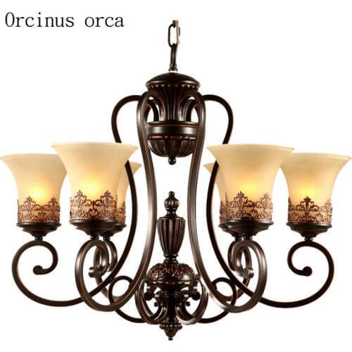 American Rural Antique Iron Chandelier living room bedroom Nordic classic simple creative chandelier free shipping