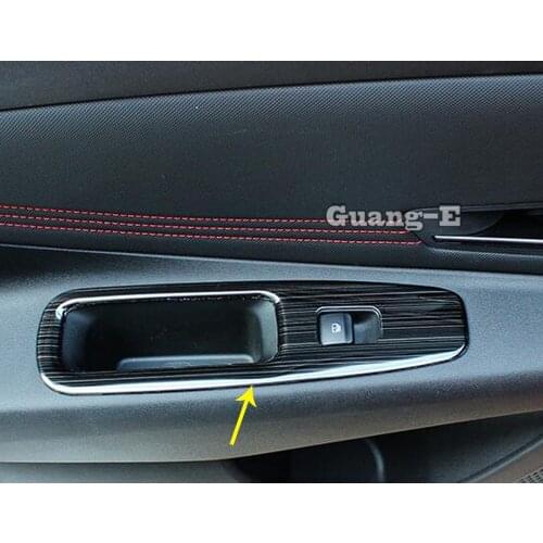 Car Stainless Steel Door Window Glass Panel Armrest Lift Switch Button Trim Frame Stick For Hyundai Elantra Avante 2021 2022