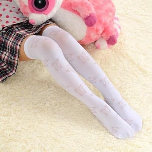 White Girls Socks Cotton Knee High Long Children Sockings Cartoon Heart Stripe Design Princess Baby Solid Socks Baby Girl