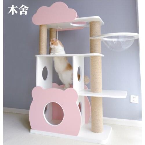 Large Solid Wood Cat Climbing Frame Luxury Cat Litter Cat Tree Space Capsule Stable Cat Jumping Platform Pet Supplies