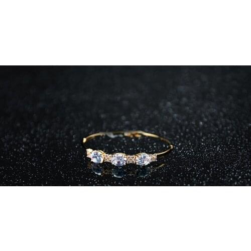 MADALENA SARARA AAA Zircon Inlaid Bracelet Gold Tone Copper Bracelet Three Big Zircon Inlaid Women Jewelry Luxury