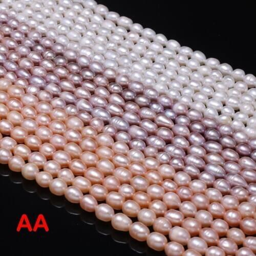 Natural Freshwater Pearl Beads Oval Rank AA for Women Necklace Bracelet DIY Jewelry Making Size 5-6mm