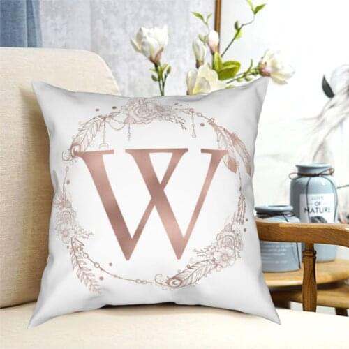 Letter W Rose Gold Alphabet Pillowcase Printing Polyester Cushion Cover Decorative Pillow Case Cover Chair Drop Shipping 45X45cm