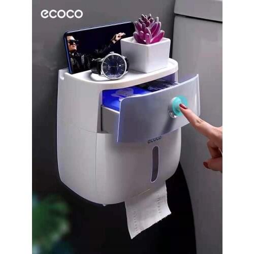 Toilet Paper Holder Waterproof Plastic Wall Mounted Bathroom Phone Storage Shelf Tray Storage Box Portable Toilet Roll Holder