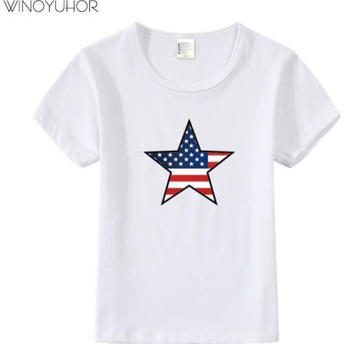 American Flag Children T-shirt Boys Short Sleeve Tees Shirts New Summer O-neck Tops Kids USA Baby Boy Clothing Cotton Girls