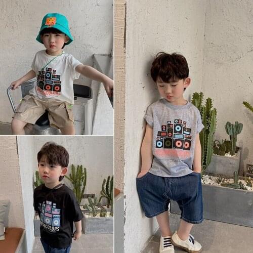 Kids Clothing 2021 New Summer Boys Fashion T-shirts Korean Print Cotton T Shirts for Baby Boy 2-9 Y Childrens Casual Loose Tops