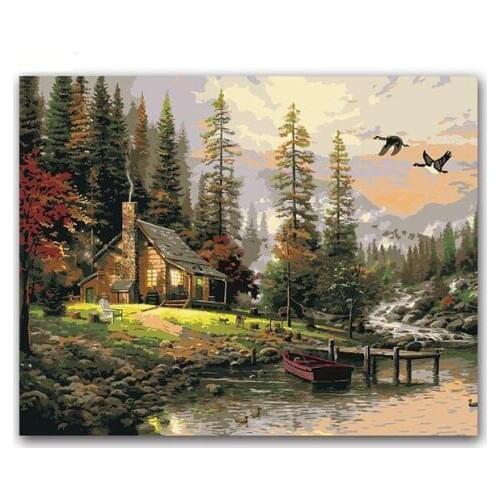 Diy paints by numbers scenery landscape pictures Thomas famous paintings colorings for living room decoration framed