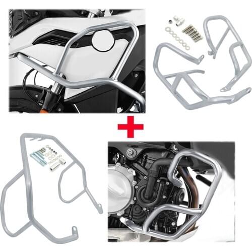 For BMW F850GS F750GS F 750 GS F 850 GS 2018-2021 Engine Guard Crash Bar Bumper Frame Protection Upper Lower Full Set Silver