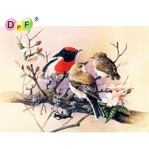 DPF 5D diamond painting cross stitch three birds diy diamond painting round diamond painting embroidery mosaic decoration gift
