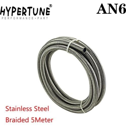 Hypertune - AN6 6AN AN-6 (8.6MM / 11/32" ID) STAINLESS STEEL BRAIDED RACING HOSE FUEL OIL LINE 5 METER/5M HT7112