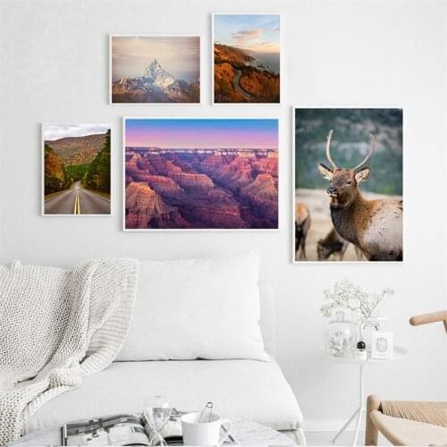 Mountain Modern Landscape Picture Home Decor Nordic Canvas Painting Wall Art Highway Scenery Print and Poster for Living Room