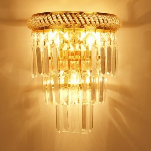 Creative living room European style crystal staircase aisle bedroom bedside crystal modern minimalist wall lamp MJ1113