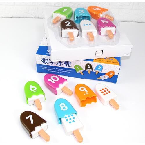 Kids early learning math toy plastic digital ice cream color number matching toy good montessori gift for boy girl