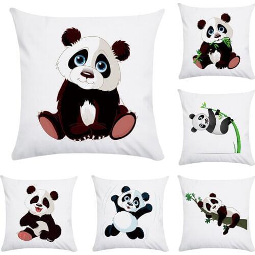 Cute Animal Panda Decorative Cushion Cover Cotton Polyester Cushion Decorative Pillow Cace Square Throw Pillow Cover CR080