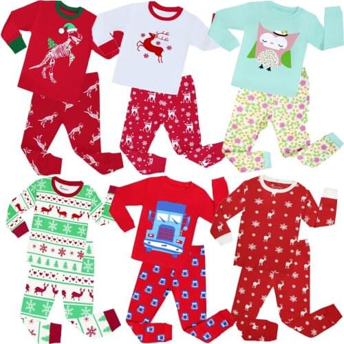 2021 Christmas Pyjamas Kids Children Cotton Sleepwear Girls Princess Pajamas For 2 To 8Years Girls Pajamas Child Clothing Sets