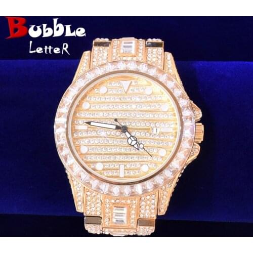 Mens Round Watch Big Dial Military Quartz Clock Luxury Baguett Rhinestone Business Waterproof wrist watches Relogio Masculino