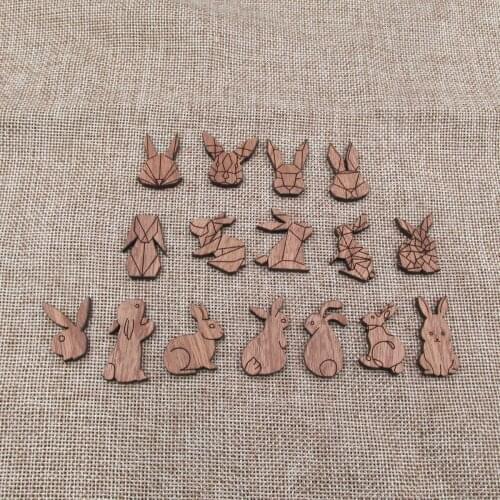 Laser Cut Unfinished Wood Rabbit Charms Pendant Wood Bunny Perfect For Earring Brooch Neckace - Jewerly supplier