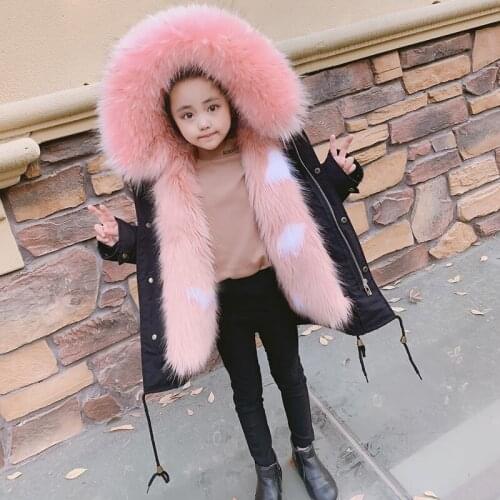 New 2021 Winter Coat for Kids Warm Clothes Faux Fur Jacket Toddler Girl Clothes Boys Coat Hooded Kids Jackets Outerwear W205