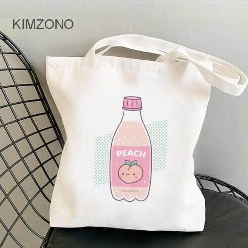 Peach shopping bag reusable handbag eco bolsa shopper grocery bag bolsas reutilizables fabric sac cabas tote sac toile