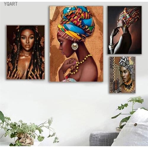 African Art Women Portrait Posters and Prints Pictures Abstract Woman Canvas Painting Wall Decoration for Modern Home Decoration