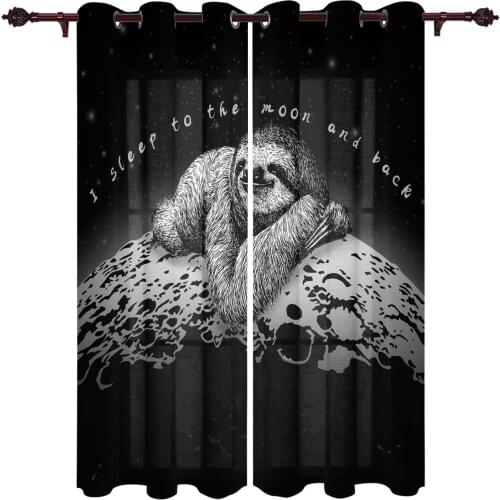 Translucent Exquisite Window Curtains Sloth Moon Light Curtains Living Room Bedroom Panel Kitchen Custom Made Curtains