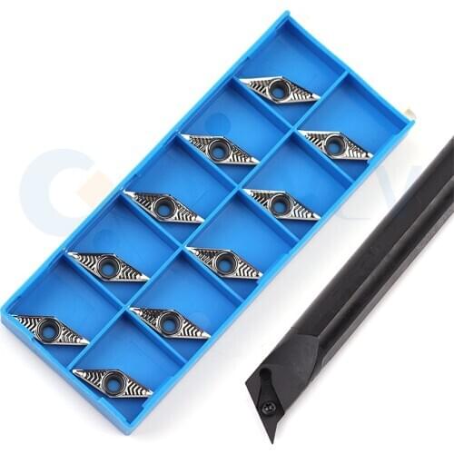 S20R-SVQBR16 S25S-SVQBL16 CNC Machine Tools Internal Turning Tool Holder +10Pcs VBMT Lathe Carbide Blade Anti Corrosion Durable