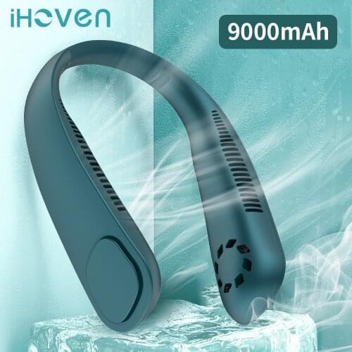 IHoven Neck Fan Mini Bladeless Fan 9000mAh Rechargeable Fan Portable Hanging Sports Fans for Home Outdoor Air Conditioner Cooler